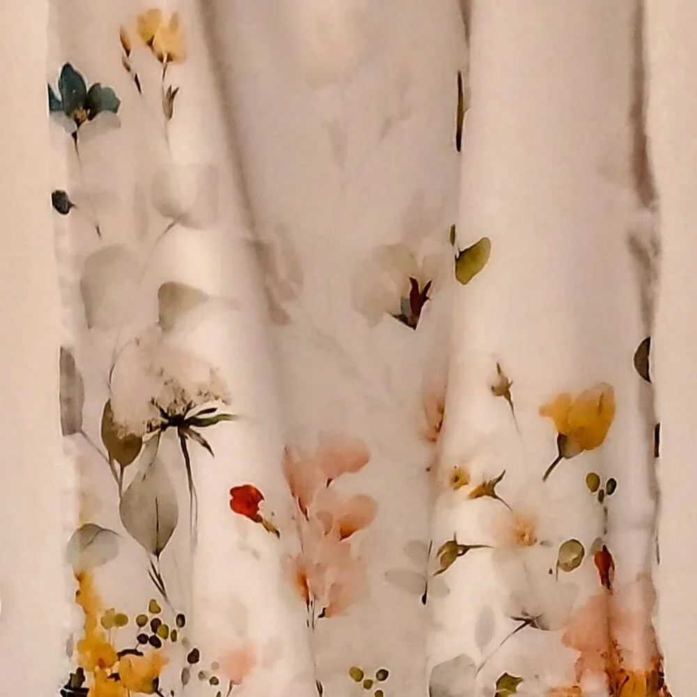 White Colorful Foral Kitchen Curtains 24